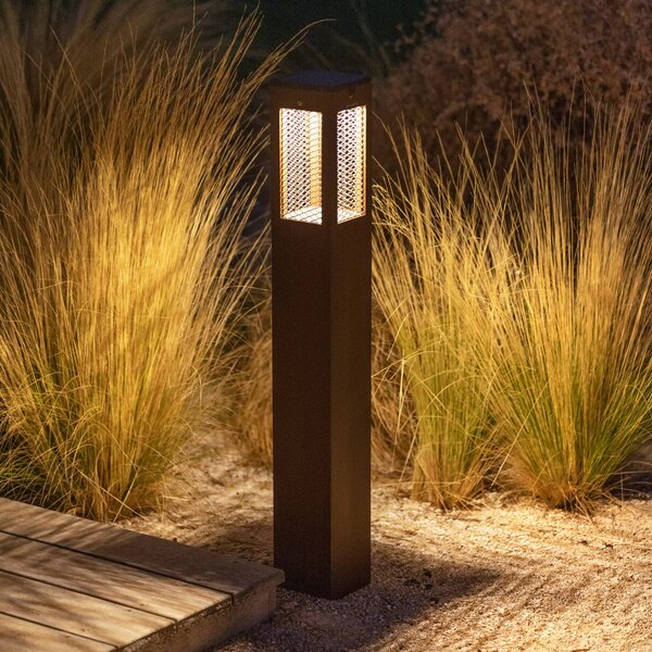 LED solárne cestné svetlo Tradition Sensor Corten 90cm, Hnedá / hrdzavá, Hliník, Moderný, Osvetlenie príjazdovej cesty