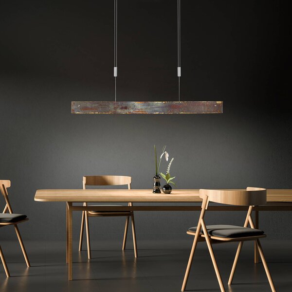 Quitani LED závesná lampa Malu, zlatá oxidovaná, dĺžka 100 cm, Mosadz / zlato, Obývacia izba / jedáleň, Hliník, Moderný, Závesné svietidlo
