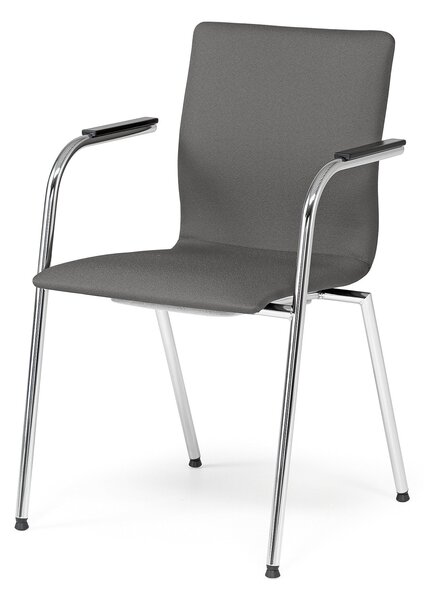 Konferenčná stolička WHISTLER, s opierkami rúk, tmavošedá/chróm