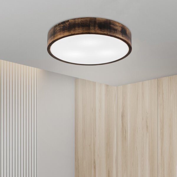 Stropné svietidlo OAK SMOKY 3xE27/15W/230V, pr. 47,5 cm, dub/tmavohnedá
