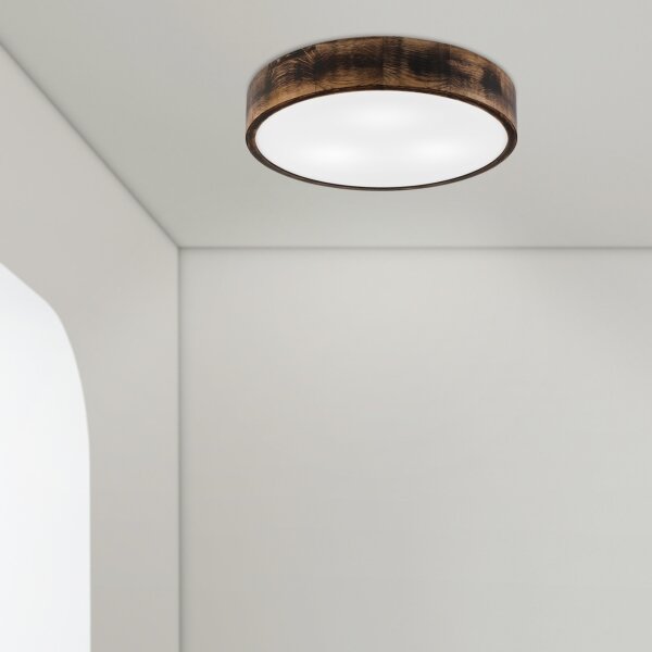 Stropné svietidlo OAK SMOKY 3xE27/15W/230V, pr. 47,5 cm, dub/tmavohnedá