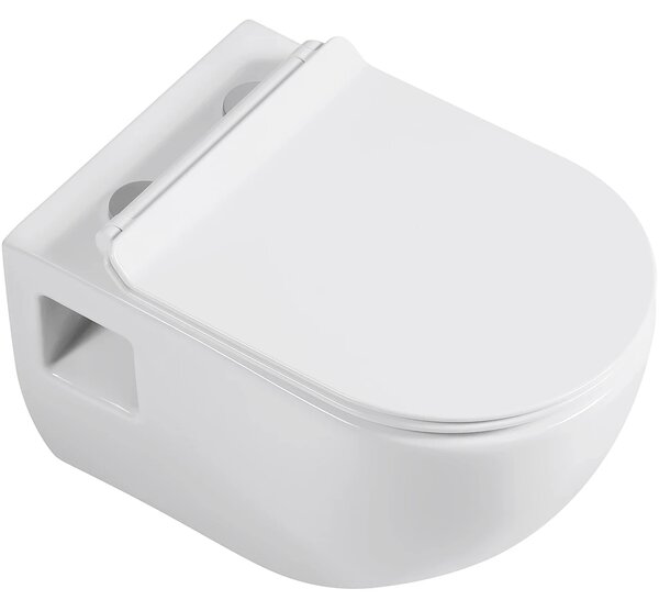 CERANO - WC závesné Dure, Rimless + Slim/UF sedátko - biela lesklá - 51x35 cm
