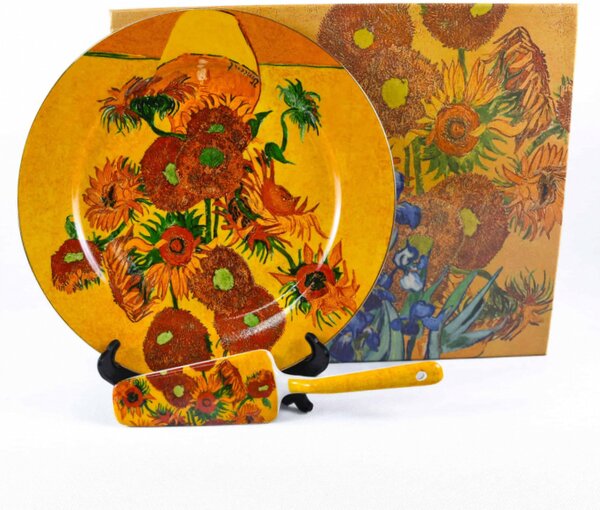 Servírovací tanier s lopatkou – Vincent van Gogh Slnečnice, 27 cm, darčekové balenie (*)