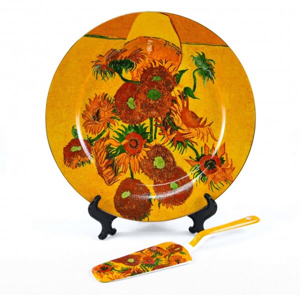 Servírovací tanier s lopatkou – Vincent van Gogh Slnečnice, 27 cm, darčekové balenie (*)