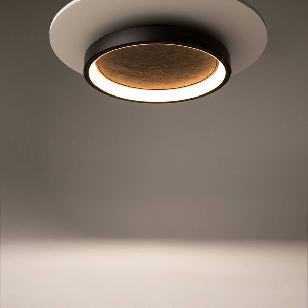 Stropné LED svetlo Orign, Ø 41 cm, čierne, kov/kameň, Čierna, Obývacia izba / jedáleň, kov, Moderný, Závesné svietidlo