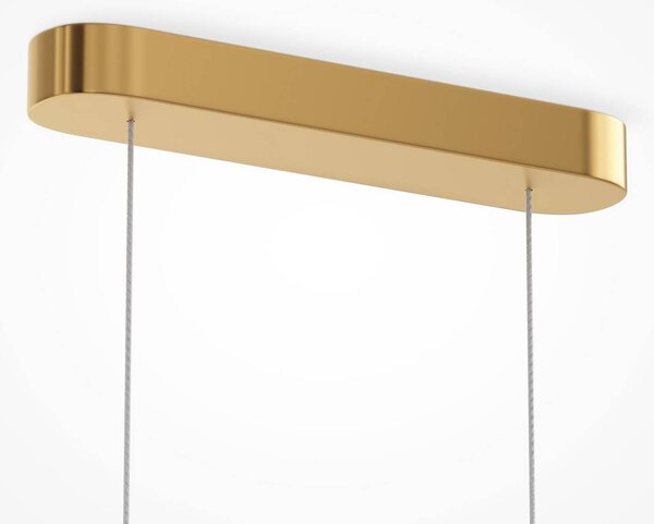 LED závesné svietidlo AMULET, dĺžka 110 cm, zlatá farba, kov/sklo, Mosadz / zlato, Obývacia izba / jedáleň, kov, Moderný, Závesné svietidlo