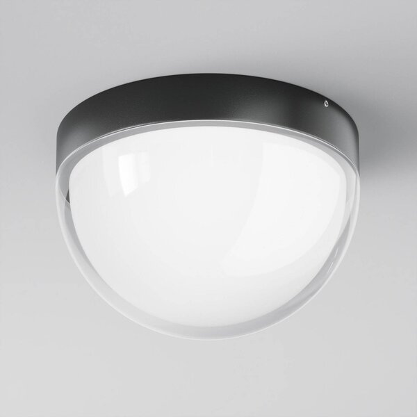 Maytoni LED vonkajšie stropné svietidlo Mon, grafit, Ø 18 cm, IP65, 3 000 K, Čierna, Hliník, Moderný, Závesné svietidlo