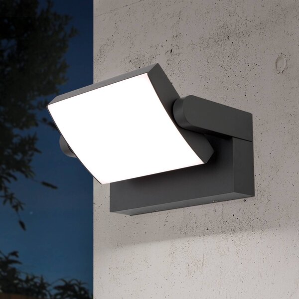 LED svietidlo Ginger, IP54, antracitová, Čierna, Hliník, Moderný, Nástenné svietidlo