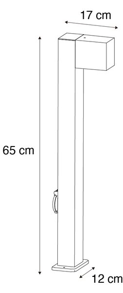 Vonkajšia lampa čierna so zemným hrotom a káblovou priechodkou 65 cm vrátane zásuvky IP44 - Baleno