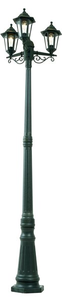 Klasická vonkajšia lampa tmavozelená 217cm 3-svetlá IP44 - New Haven