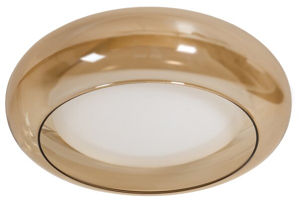 Stropná LED lampa svetlohnedá sklo okrúhle tienidlo kovová základňa so stmievačom retro štýl obývacia izba