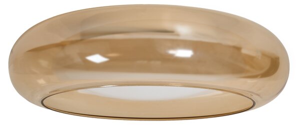 Stropná LED lampa svetlohnedá sklo okrúhle tienidlo kovová základňa so stmievačom retro štýl obývacia izba
