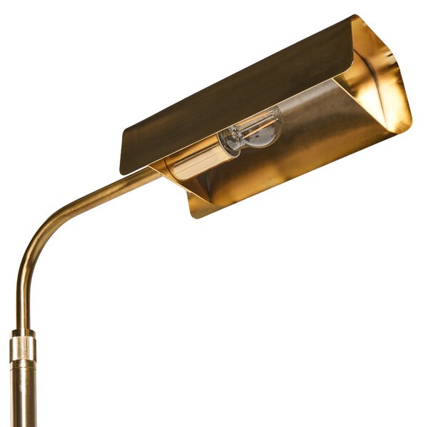 Stojaca lampa zlatá oceľová kovová základňa nastaviteľná výška s vypínačom moderný glamour štýl obývacia izba spálňa