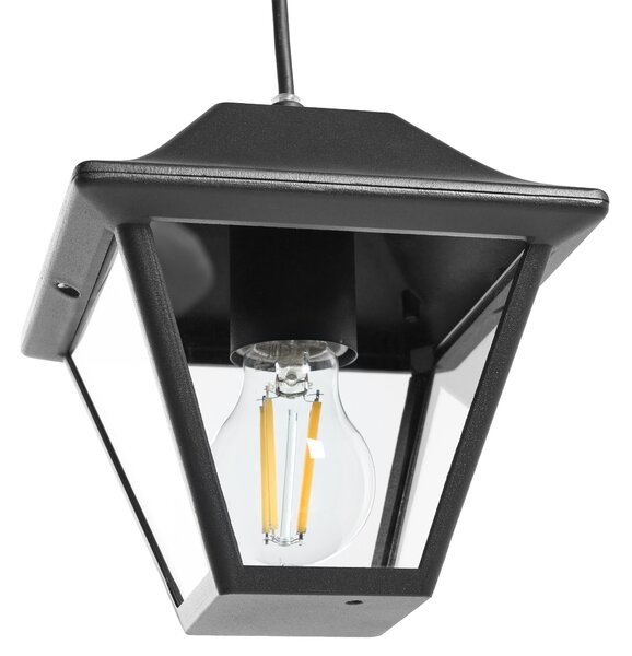 Vonkajšia závesná lampa čierna hliník sklenené tienidlo matný povrch záhradná lampa moderný štýl exteriér