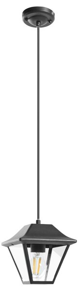 Vonkajšia závesná lampa čierna hliník sklenené tienidlo matný povrch záhradná lampa moderný štýl exteriér