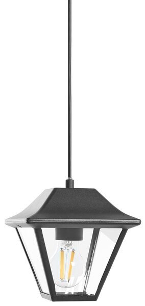 Vonkajšia závesná lampa čierna hliník sklenené tienidlo matný povrch záhradná lampa moderný štýl exteriér