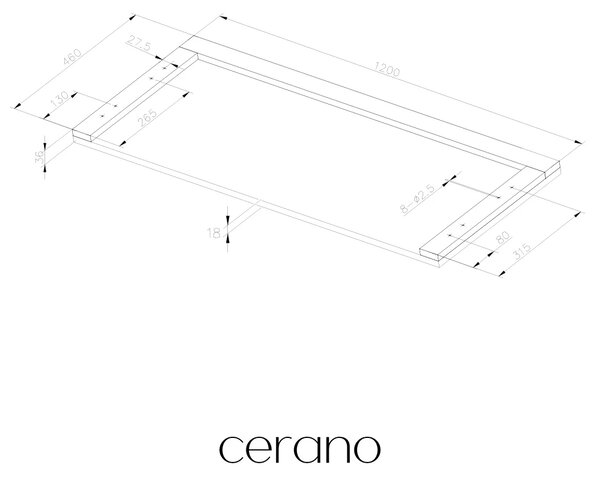 CERANO - Doska pod umývadlo Navira Pro - biela matná - 120x46x3, 6 cm