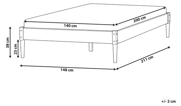 Posteľ svetlohnedá borovicové drevo 140 x 200 cm bez čela s lamelovým roštom prírodný škandinávsky štýl spálňa