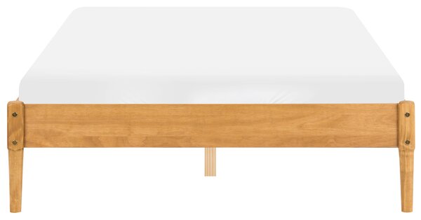 Posteľ svetlohnedá borovicové drevo 140 x 200 cm bez čela s lamelovým roštom prírodný škandinávsky štýl spálňa