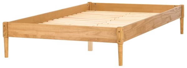 Posteľ svetlohnedá borovicové drevo 140 x 200 cm bez čela s lamelovým roštom prírodný škandinávsky štýl spálňa