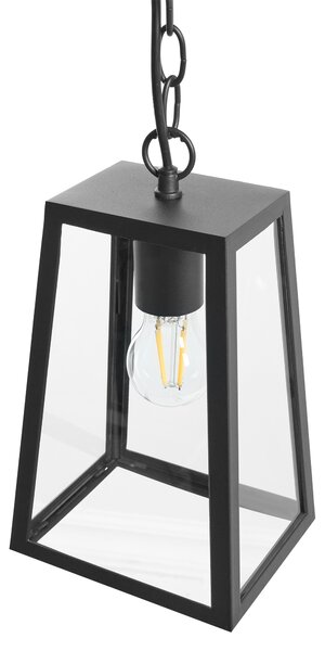 Vonkajšia závesná lampa čierna hliník sklenené tienidlo matný povrch záhradná lampa moderný štýl exteriér