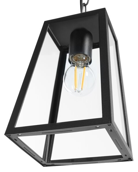Vonkajšia závesná lampa čierna hliník sklenené tienidlo matný povrch záhradná lampa moderný štýl exteriér