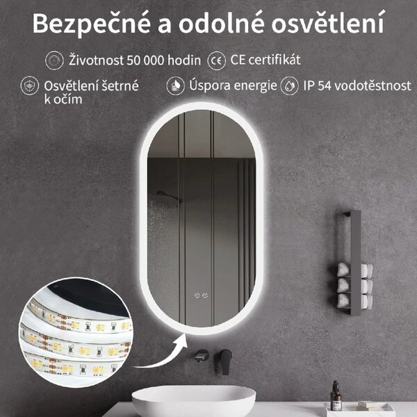 CERANO - Kúpeľňové LED zrkadlo Toro - 40x60 cm