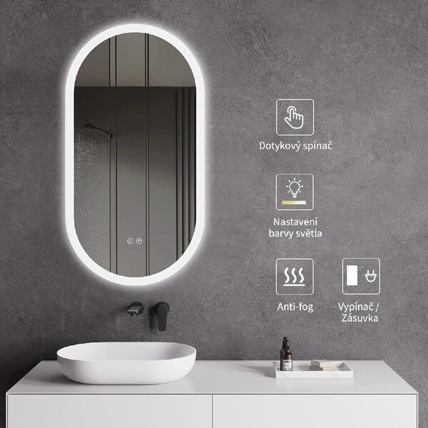 CERANO - Kúpeľňové LED zrkadlo Toro - 40x60 cm