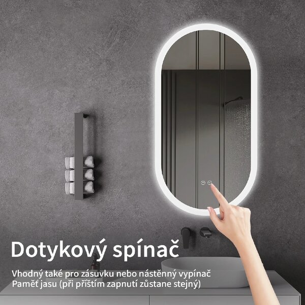 CERANO - Kúpeľňové LED zrkadlo Toro - 40x60 cm