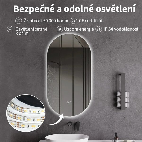 CERANO - Kúpeľňové LED zrkadlo Luno - 40x60 cm