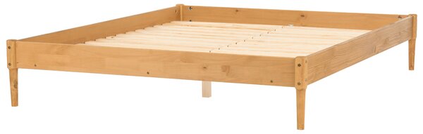 Posteľ svetlohnedá borovicové drevo 180 x 200 cm bez čela s lamelovým roštom prírodný škandinávsky štýl spálňa