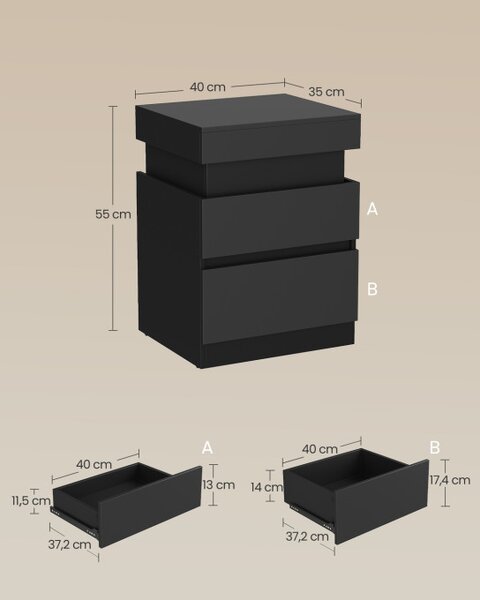 Set dvoch nočných stolíkov KAILYN LET840BC01 (2 ks)