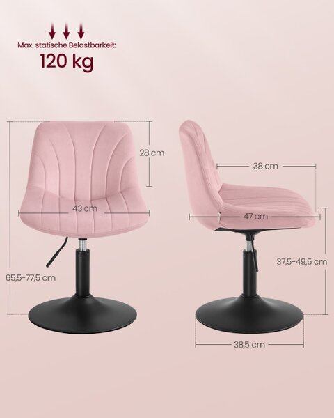 Otočná stolička LJB160SA01 ružová