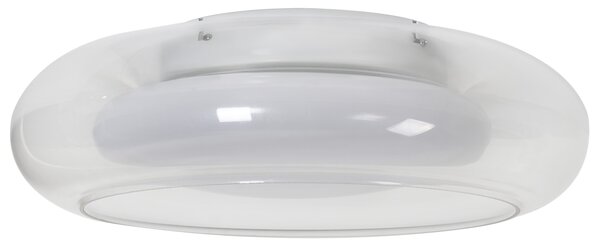 Stropná LED lampa priehľadná sklo okrúhle tienidlo kovová základňa so stmievačom retro štýl obývacia izba