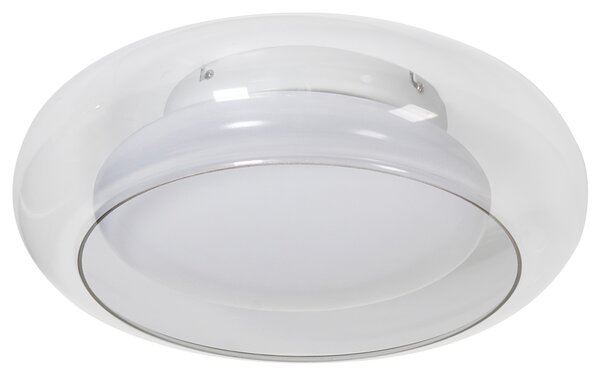 Stropná LED lampa priehľadná sklo okrúhle tienidlo kovová základňa so stmievačom retro štýl obývacia izba