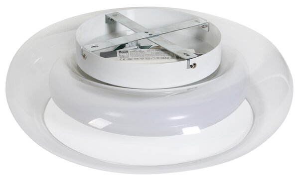 Stropná LED lampa priehľadná sklo okrúhle tienidlo kovová základňa so stmievačom retro štýl obývacia izba