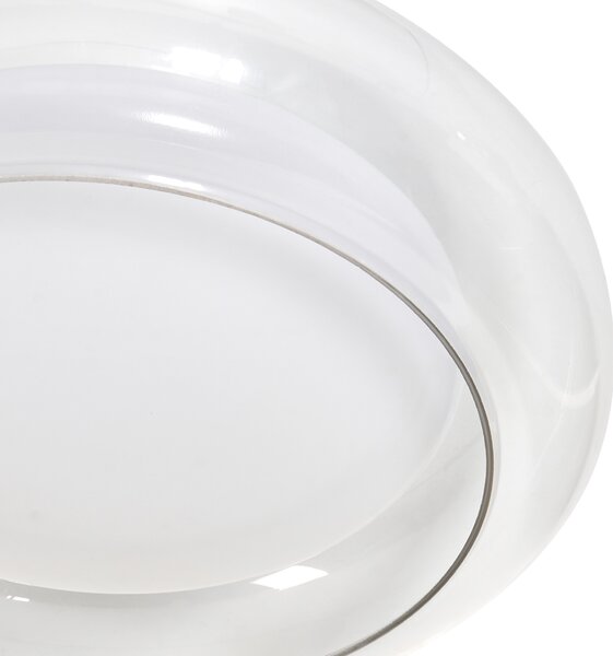 Stropná LED lampa priehľadná sklo okrúhle tienidlo kovová základňa so stmievačom retro štýl obývacia izba