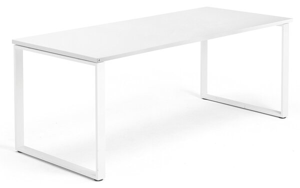 Kancelársky pracovný stôl QBUS, O-rám, 1800x800 mm, biela/biela