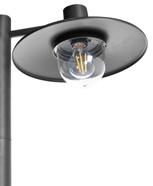 Vonkajšia stĺpová lampa s 2 svetlami čierna hliník syntetické tienidlo matný povrch záhradná lampa moderný štýl exteriér
