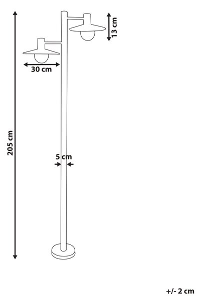 Vonkajšia stĺpová lampa s 2 svetlami čierna hliník syntetické tienidlo matný povrch záhradná lampa moderný štýl exteriér