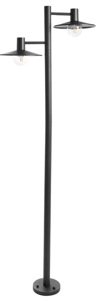 Vonkajšia stĺpová lampa s 2 svetlami čierna hliník syntetické tienidlo matný povrch záhradná lampa moderný štýl exteriér