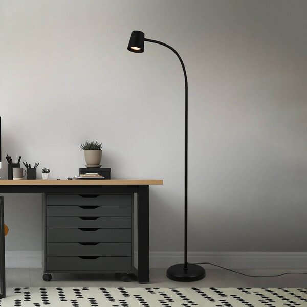 Briloner Stojacia lampa Skriva, nastaviteľná, GU10, čierna, Čierna, Obývacia izba / jedáleň, kov, Moderný, Stojaca lampa