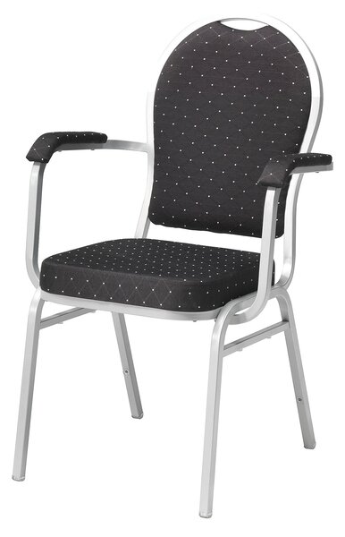 Jedálenská stolička SEATTLE, s opierkami rúk, čierna / šedá