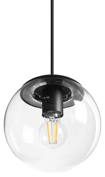 Vonkajšia závesná lampa čierna hliník priehľadné tienidlo matný povrch záhradná lampa moderný štýl exteriér