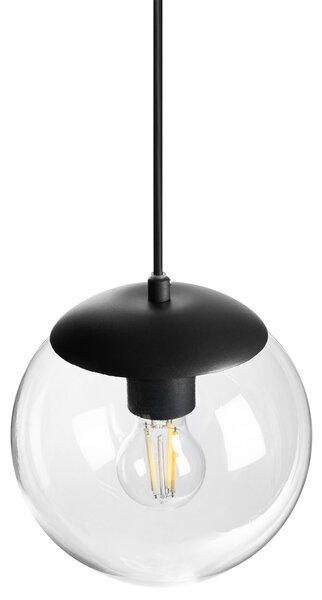 Vonkajšia závesná lampa čierna hliník priehľadné tienidlo matný povrch záhradná lampa moderný štýl exteriér