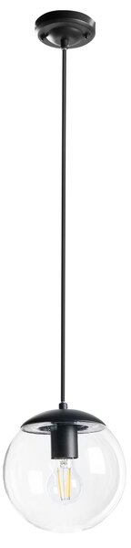 Vonkajšia závesná lampa čierna hliník priehľadné tienidlo matný povrch záhradná lampa moderný štýl exteriér