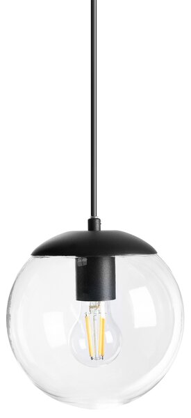 Vonkajšia závesná lampa čierna hliník priehľadné tienidlo matný povrch záhradná lampa moderný štýl exteriér