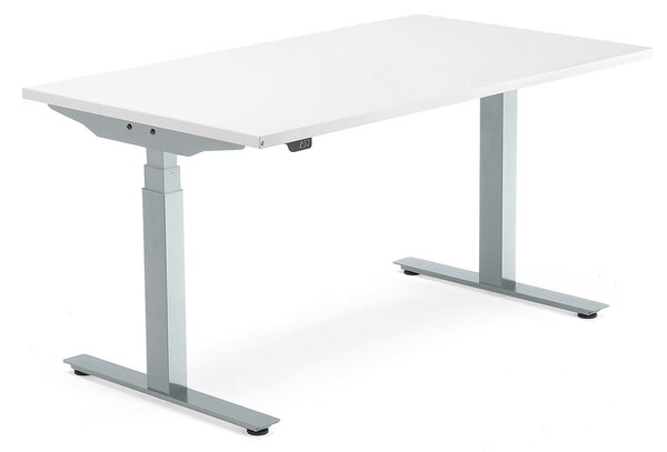 Výškovo nastaviteľný stôl MODULUS SMART, 1400x800 mm, strieborná, biela