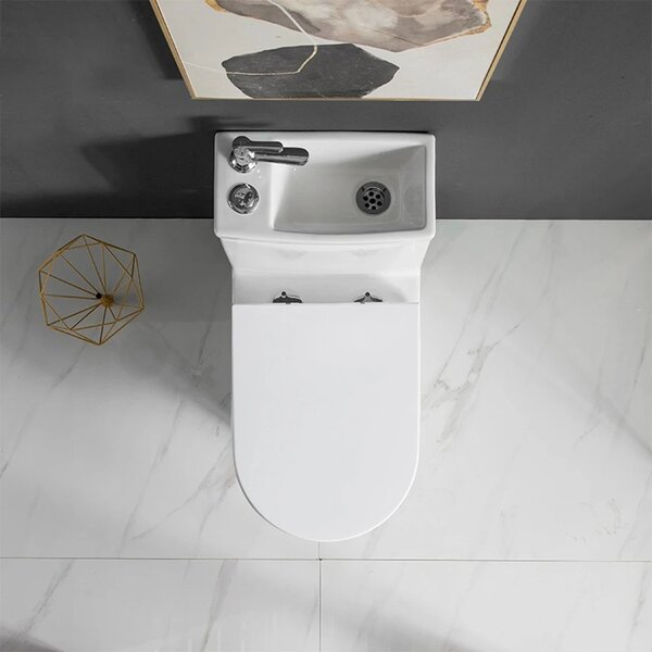 CERANO - WC kombi s umývadlom Hygisink, Rimless + UF sedátko - spodný / zadný odpad - biela lesklá - 71,5x36 cm