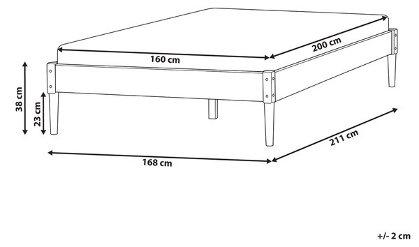 Posteľ svetlohnedá borovicové drevo 160 x 200 cm bez čela s lamelovým roštom prírodný škandinávsky štýl spálňa